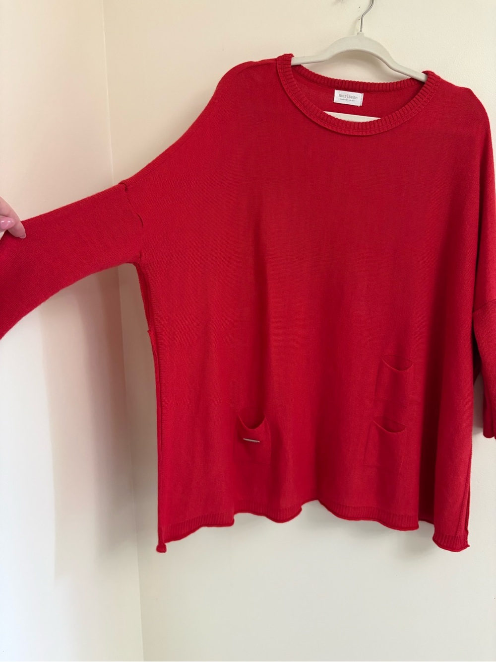 MERSEA Catalina Travel Sweater Scarlet Red Oversized One Size travel coastal lux - Picture 4 of 12